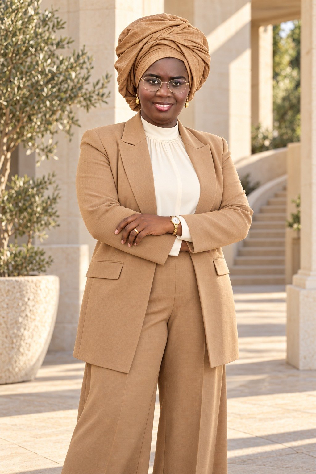 Mame Diarra Bousso DIENG en tailleur camel